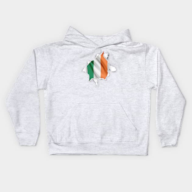 irish Flag - Ripped Kids Hoodie by Ireland